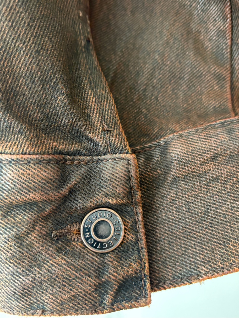 H&M studio brown coated denim jacket, size M - Picture 9 of 12